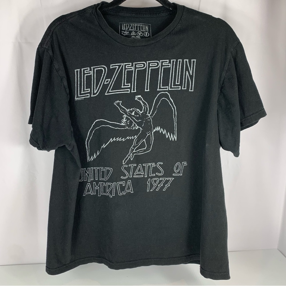 Led Zeppelin United States Of America 1977 Shirt Black Short Sleeve Men's XL